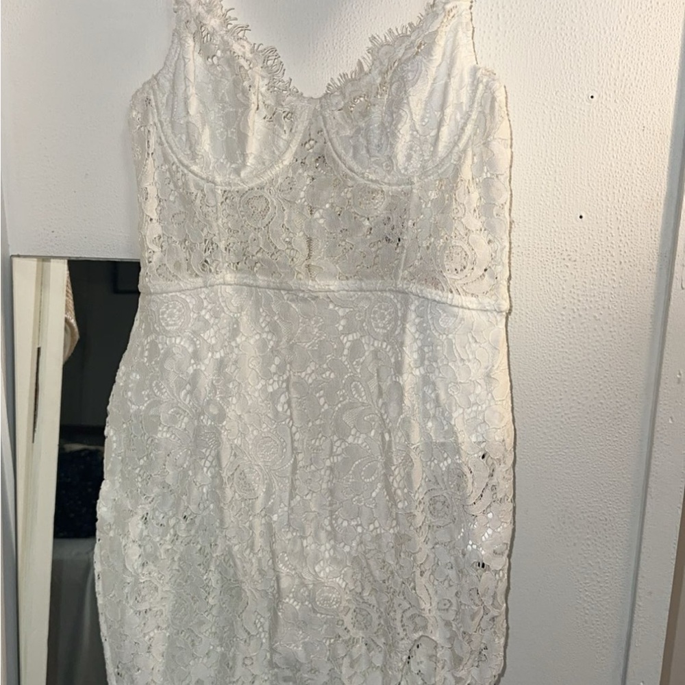 Fashion Nova White Lace Mini Dress